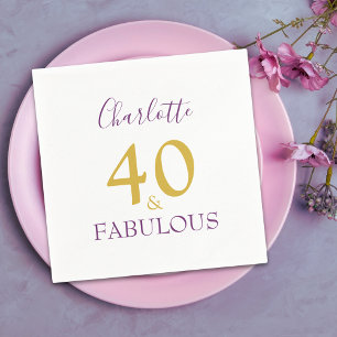 40 and Fabulous Elegant 40th Birthday Napkins