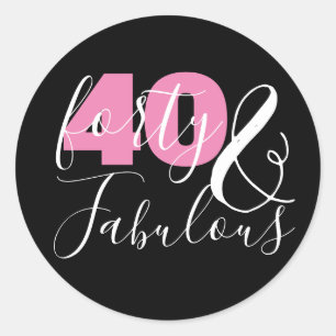 40 And Fabulous Elegant 40th Birthday Party Classic Round Sticker
