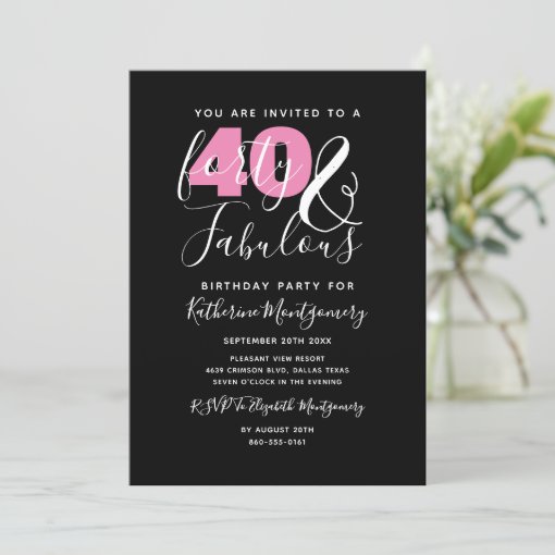 40 And Fabulous Elegant 40th Birthday Party Invitation | Zazzle