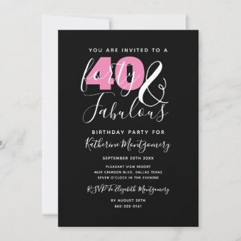 40 And Fabulous Elegant 40th Birthday Party Invitation | Zazzle