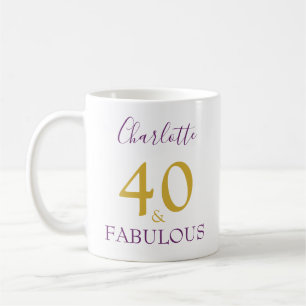 40 and Fabulous Elegant 40th Birthday Personalized Coffee Mug