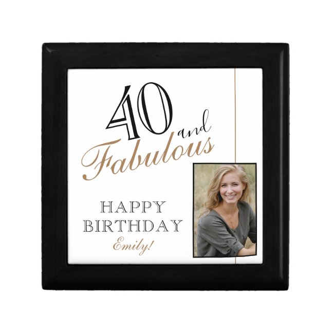 40 and Fabulous Elegant 40th Birthday Photo Gift Box (Front)