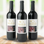 40 and Fabulous Elegant 40th Birthday Photo  Wine Label<br><div class="desc">40 and Fabulous Elegant 40th Birthday Photo Wine Label. Modern birthday backdrop with trendy typography. The design has a custom photo and name. Make personalized 40th birthday wine labels. Add your photo and name.</div>