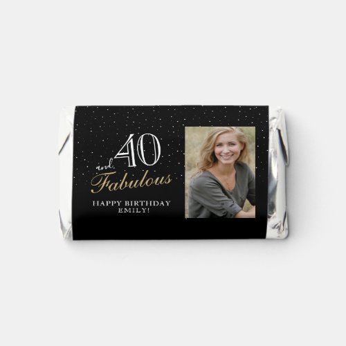 40 and Fabulous Elegant Black 40th Birthday Photo Hersheys Miniatures