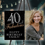 40 and Fabulous Elegant Black 50th Birthday Photo Foam Board<br><div class="desc">40 and Fabulous Elegant Black 40th Birthday Photo Foam Board. 40 and fabulous text in trendy script with a name on a black background. Personalize it with your photo, your name and the age, and make your own birthday party board. It`s a great sign and backdrop for a woman`s birthday...</div>
