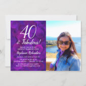40 and Fabulous Elegant Purple Photo Birthday Invitation (Front)