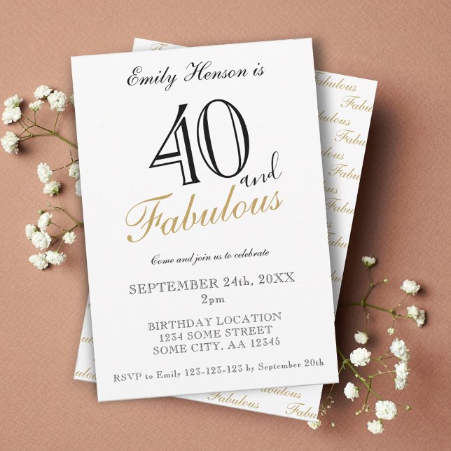 40 and Fabulous Elegant Script Birthday Invitation (Creator Uploaded)