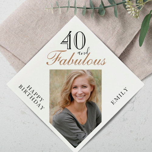 40 and Fabulous Elegant Script Photo 40th Birthday