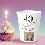 40 and Fabulous Elegant Script Photo 40th Birthday Paper Cups<br><div class="desc">40 and Fabulous Elegant Script Photo 40th Birthday Paper Cups. Make your own 40th birthday party photo cups. Customize with the name,  age and insert your photo into the template.</div>