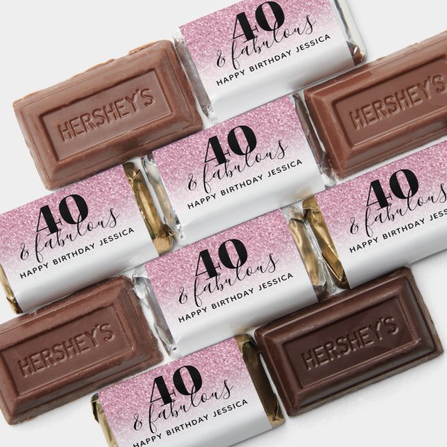 40 and Fabulous Faux Hot Pink Glitter Birthday   Hershey's Miniatures (Assorted)