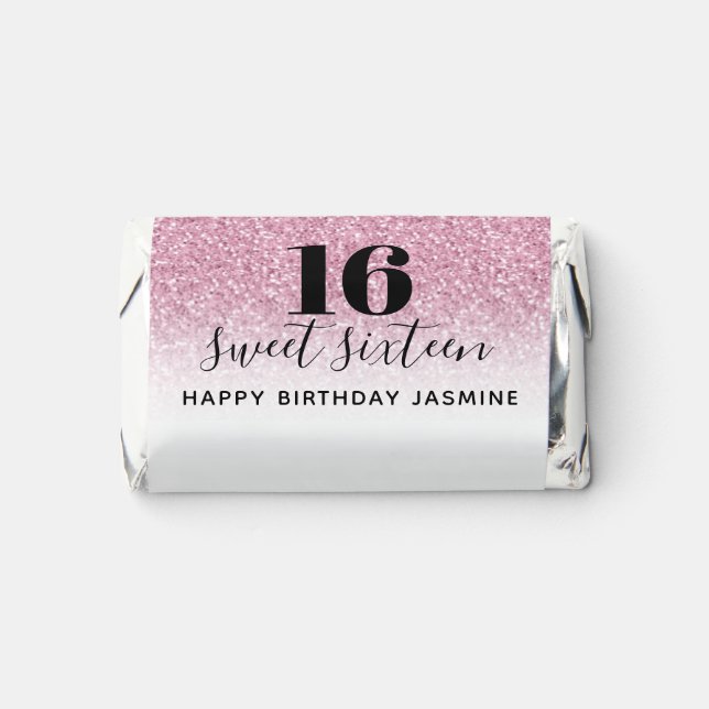 40 and Fabulous Faux Hot Pink Glitter Birthday   Hershey's Miniatures (Front)