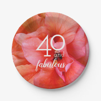 40 and Fabulous Flower Photo Birthday Party Paper Plates