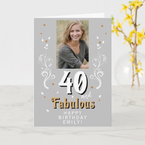 40 and Fabulous Foliage 40th Birthday Photo  Card
