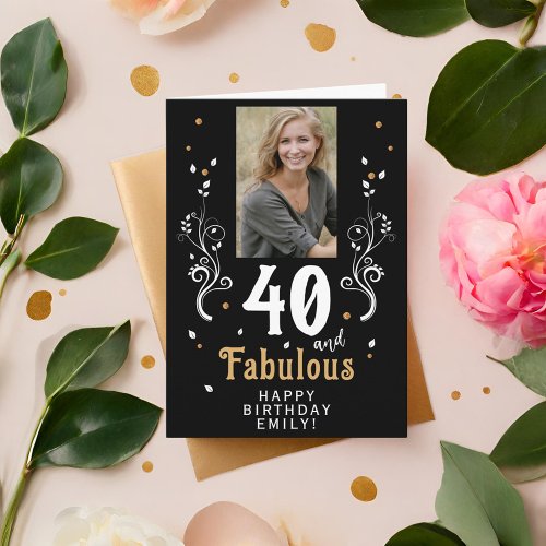40 and Fabulous Foliage 40th Birthday Photo  Card