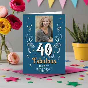 40 and Fabulous Foliage 40th Birthday Photo Card