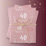 40 and Fabulous Foliage Pink 40th Birthday  Wrapping Paper Sheets<br><div class="desc">40 and Fabulous Foliage Pink 40th Birthday Wrapping Paper Sheets. 40 and fabulous text in trendy white script with a name and white foliage on a pink background. Personalize it with your age.</div>