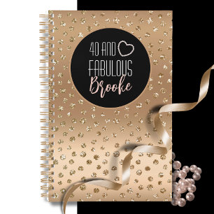 40 and Fabulous Glam Chic Girly Gold Black Blush Planner