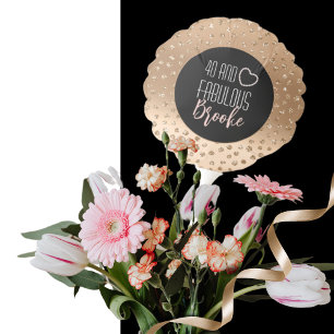 40 and Fabulous Glam Gold Black Blush 40 Birthday Balloon