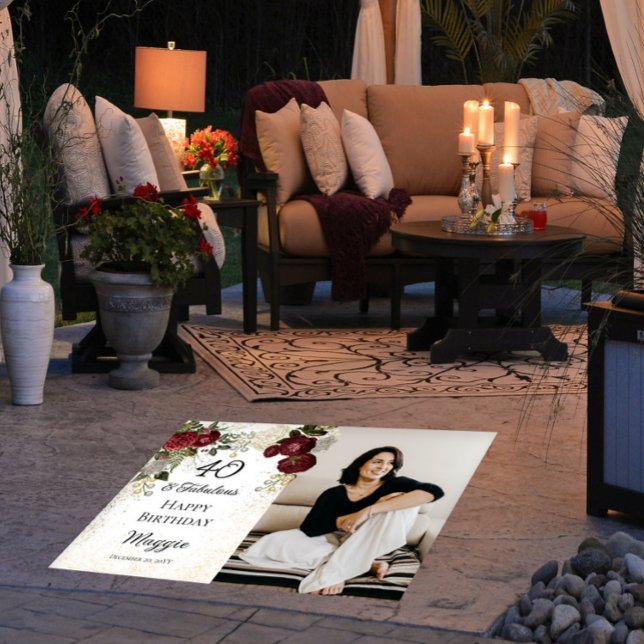 40 and Fabulous Glam Rose Floral Birthday Party Floor Decals (Creator Uploaded)