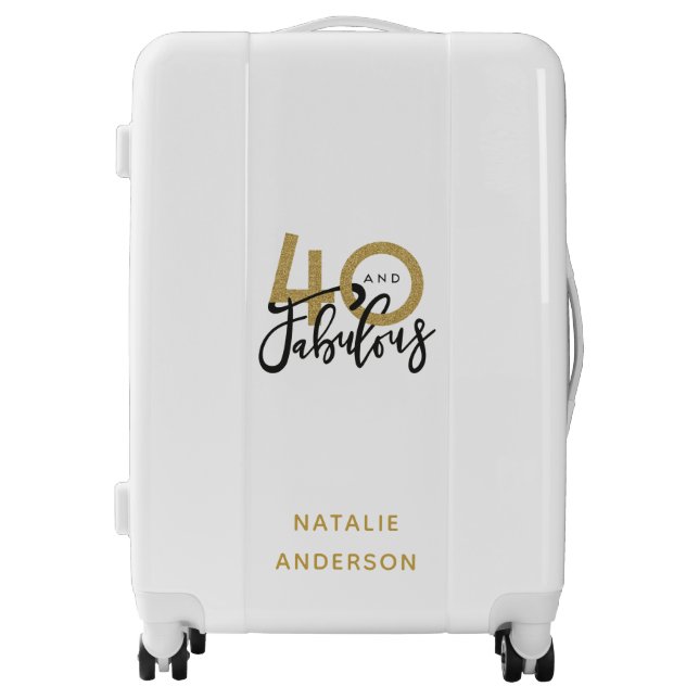 40 and fabulous gold & black birthday luggage (Front)