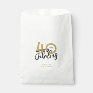 40 and fabulous gold & black birthday party favor bag