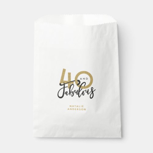 40 and fabulous gold  black birthday party favor bag