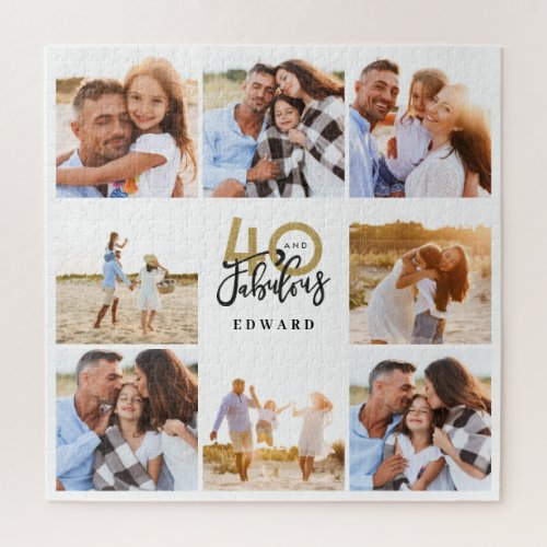 40 and fabulous gold black photo birthday  jigsaw puzzle