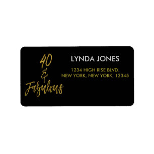 40 and Fabulous Gold Foil Birthday Address Label