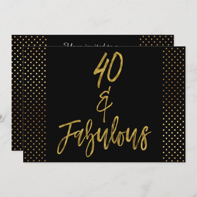 40 and Fabulous Gold Foil Birthday Invitation (Front/Back)