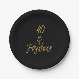 40 and Fabulous Gold Foil Birthday Paper Plates