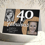40 and Fabulous Gold Glitter 2 Photo 40th Birthday Card<br><div class="desc">40 and Fabulous Gold Glitter 2 Photo 40th Birthday Greeting Card. Add your photos - you can use an old and new photo. Add your name,  age and text inside or erase it.</div>