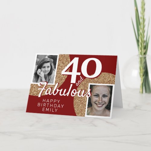 40 and Fabulous Gold Glitter 2 Photo 40th Birthday