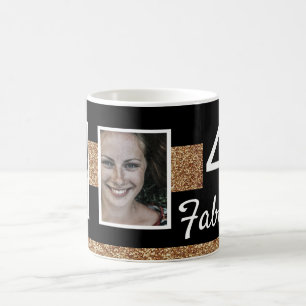40 and Fabulous Gold Glitter 2 Photo 40th Birthday Coffee Mug