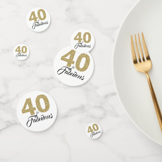 40 and Fabulous Gold Glitter 40th Birthday Confetti (Group)
