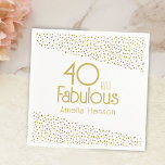 40 and Fabulous Gold Glitter 40th Birthday  Napkins<br><div class="desc">40 and Fabulous Gold Glitter 40th Birthday Party Napkins. Modern and elegant birthday napkins with trendy typography and faux gold glitter dots. The design has a custom name. Make personalized 40th birthday napkins for her.</div>