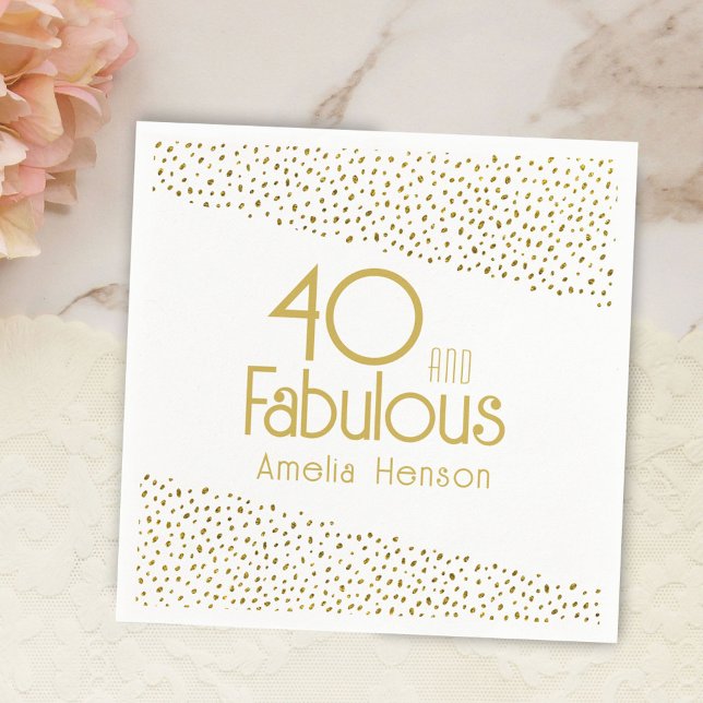 40 and Fabulous Gold Glitter 40th Birthday  Napkins (Creator Uploaded)