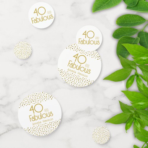 40 and Fabulous Gold Glitter 40th Birthday Party Confetti