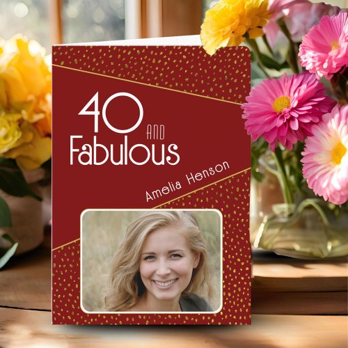 40 and Fabulous Gold Glitter Photo 40th Birthday