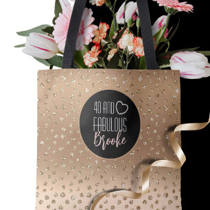 40 and Fabulous Gold Glitter Sparkle Girly 40th  Tote Bag