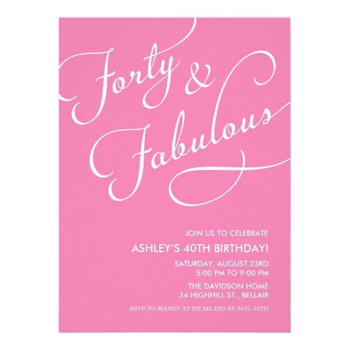 40 and Fabulous Invitations