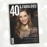 40 and Fabulous Magazine Cover 40th Birthday  Invitation<br><div class="desc">40 and Fabulous Magazine Cover 40th Birthday Invitation. Celebrate in style with this glamorous 40th birthday invitation designed in a chic magazine-cover style. Featuring bold typography, photo-forward layout, and luxe details, it’s the perfect way to set the tone for a fashionable and unforgettable milestone party. Personalize with your own photo...</div>