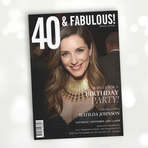 40 and Fabulous Magazine Cover 40th Birthday 