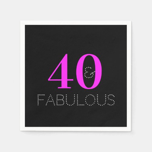 40 and fabulous  Modern Birthday Party Napkins