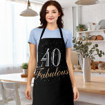 40 and Fabulous Modern Black 40th Birthday Apron<br><div class="desc">40 and Fabulous Modern Black 40th Birthday Apron. Trendy saying 40 and fabulous for a woman. The background is black and the text is in trendy white and golden colors. Customize the apron with the age number.</div>