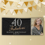 40 and Fabulous Modern Black 40th Birthday Photo Banner<br><div class="desc">40 and Fabulous Modern Black 40th Birthday Photo Banner. Great sign for the 40th birthday party with a custom photo, inspirational and funny quote 40 and fabulous. The background is black and the text is in white and golden colors. Personalize the sign with your photo, your name and the age...</div>