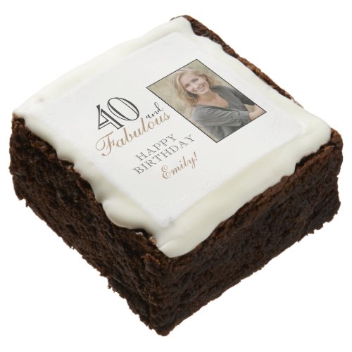 40 and Fabulous Modern Elegant 40th Birthday Photo Brownie