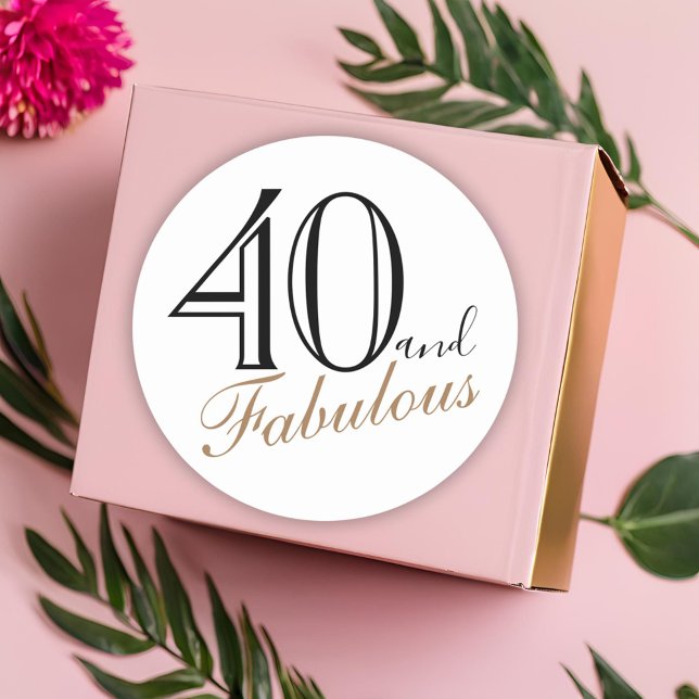 40 and Fabulous Modern Elegant Woman Birthday Classic Round Sticker (Creator Uploaded)
