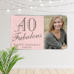40 and Fabulous Modern Pink 40th Birthday Photo Banner<br><div class="desc">40 and Fabulous Modern Pink 40th Birthday Photo Banner. Great sign for the 40th birthday party with a custom photo, inspirational and funny quote 40 and fabulous and text in trendy script with a name. The background is pink. Personalize the sign with your photo, your name and the age number,...</div>