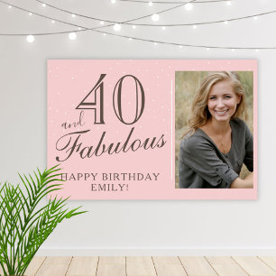 40 and Fabulous Modern Pink 40th Birthday Photo Poster