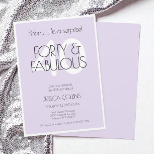 40 and fabulous Modern Purple Forty Birthday Party Invitation